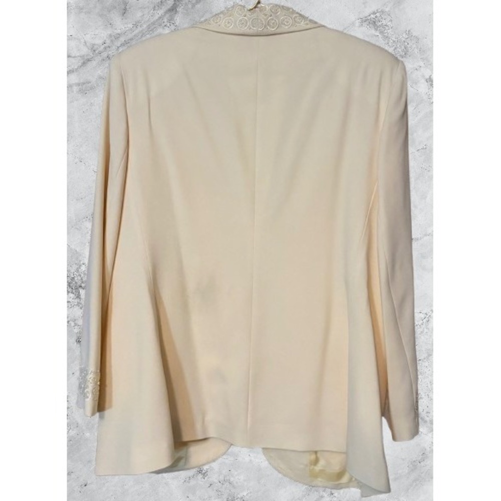 John Meyer of Norwich Blazer Womens 16W Pale Yellow Beaded Embroidered New 81975